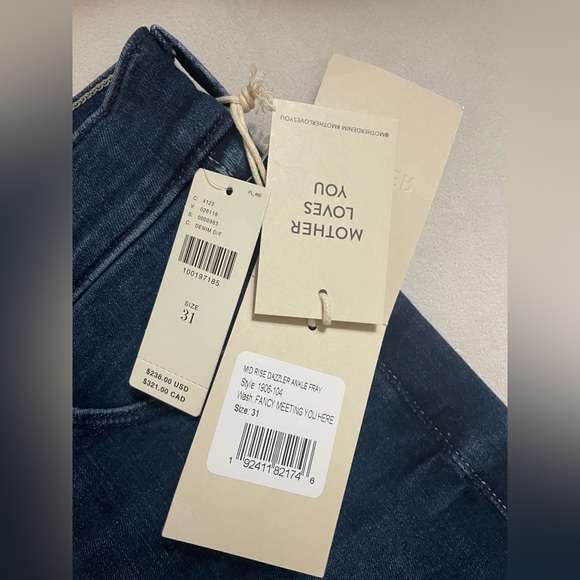 Mother Jeans NWT Mid Rise Dazzler Ankle Fray Fancy Meeting You Here Size 31 - Picture 8 of 10